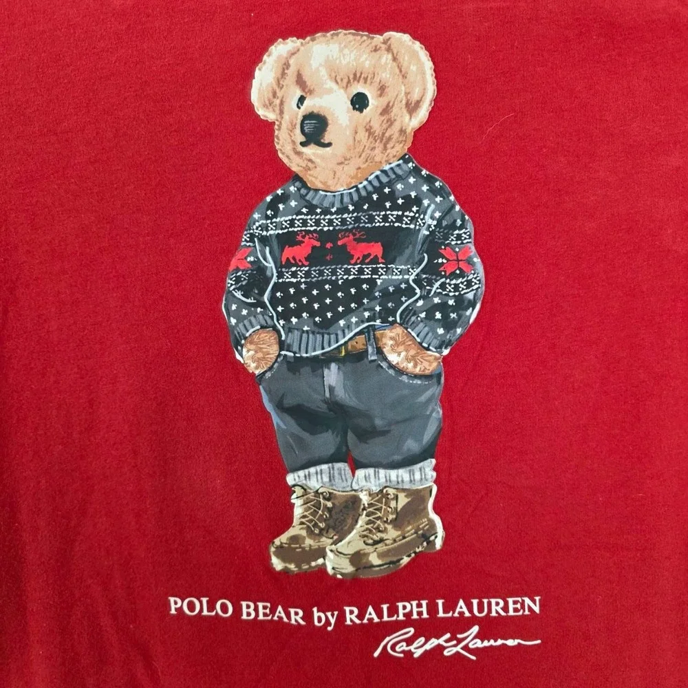 Polo Ralph Lauren‎ Kids Red Polo Bear Graphic Cotton T-Shirt Size M 8-10